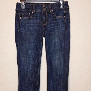 American Eagle Women's Artist Crop Stretch Dark Denim Jeans, Size 0